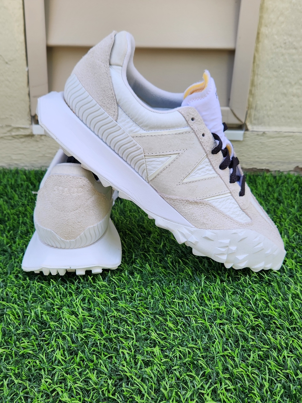 Staud New Balance Cream Suede & Leather Runner Sneakers Men's SIZE 8.5